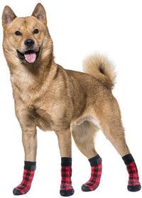 HKM-8527293 Cozy Red Cotton Dog Socks - Christmas Themed Pet Accessory (Set of 4)