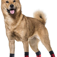 HKM-8527293 Cozy Red Cotton Dog Socks - Christmas Themed Pet Accessory (Set of 4)