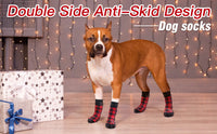 HKM-8527293 Cozy Red Cotton Dog Socks - Christmas Themed Pet Accessory (Set of 4)