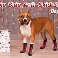 HKM-8527293 Cozy Red Cotton Dog Socks - Christmas Themed Pet Accessory (Set of 4)
