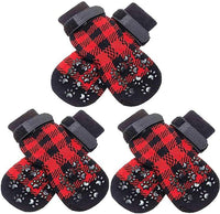 HKM-8527293 Cozy Red Cotton Dog Socks - Christmas Themed Pet Accessory (Set of 4)