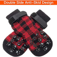 HKM-8527293 Cozy Red Cotton Dog Socks - Christmas Themed Pet Accessory (Set of 4)