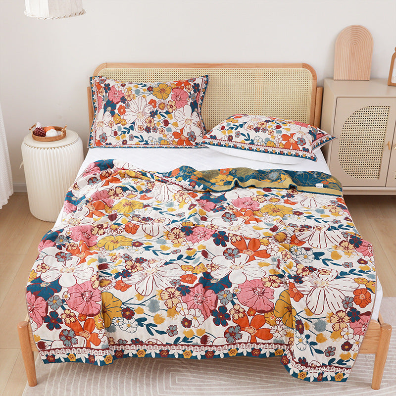 HKM-852755 Plant and Flower Design Towel Blanket for Spring and Autumn - 150x200cm & 200x230cm