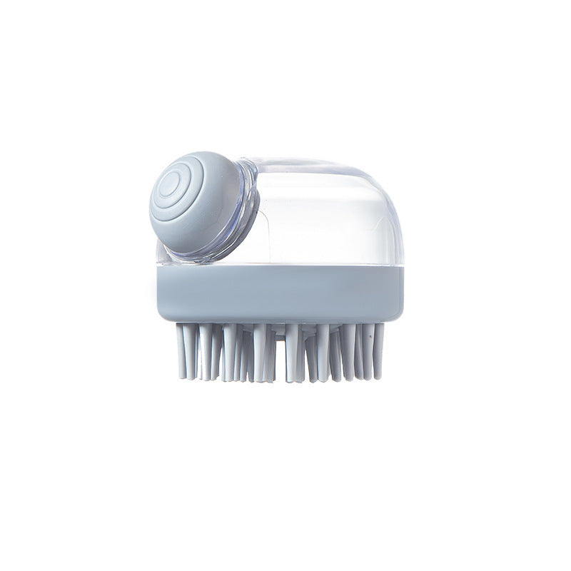 HKM-8527933 Soft Silicone Dog Brush with Soap Dispenser for Grooming and Massage - Pink and Grey