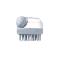 HKM-8527933 Soft Silicone Dog Brush with Soap Dispenser for Grooming and Massage - Pink and Grey