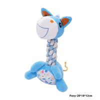 HKM-8529085 Bite-Resistant Plush Dog Toy with Hitches and Bends - Colorful Pony, Giraffe, and Dino Design