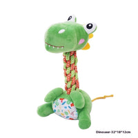 HKM-8529085 Bite-Resistant Plush Dog Toy with Hitches and Bends - Colorful Pony, Giraffe, and Dino Design