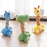 HKM-8529085 Bite-Resistant Plush Dog Toy with Hitches and Bends - Colorful Pony, Giraffe, and Dino Design