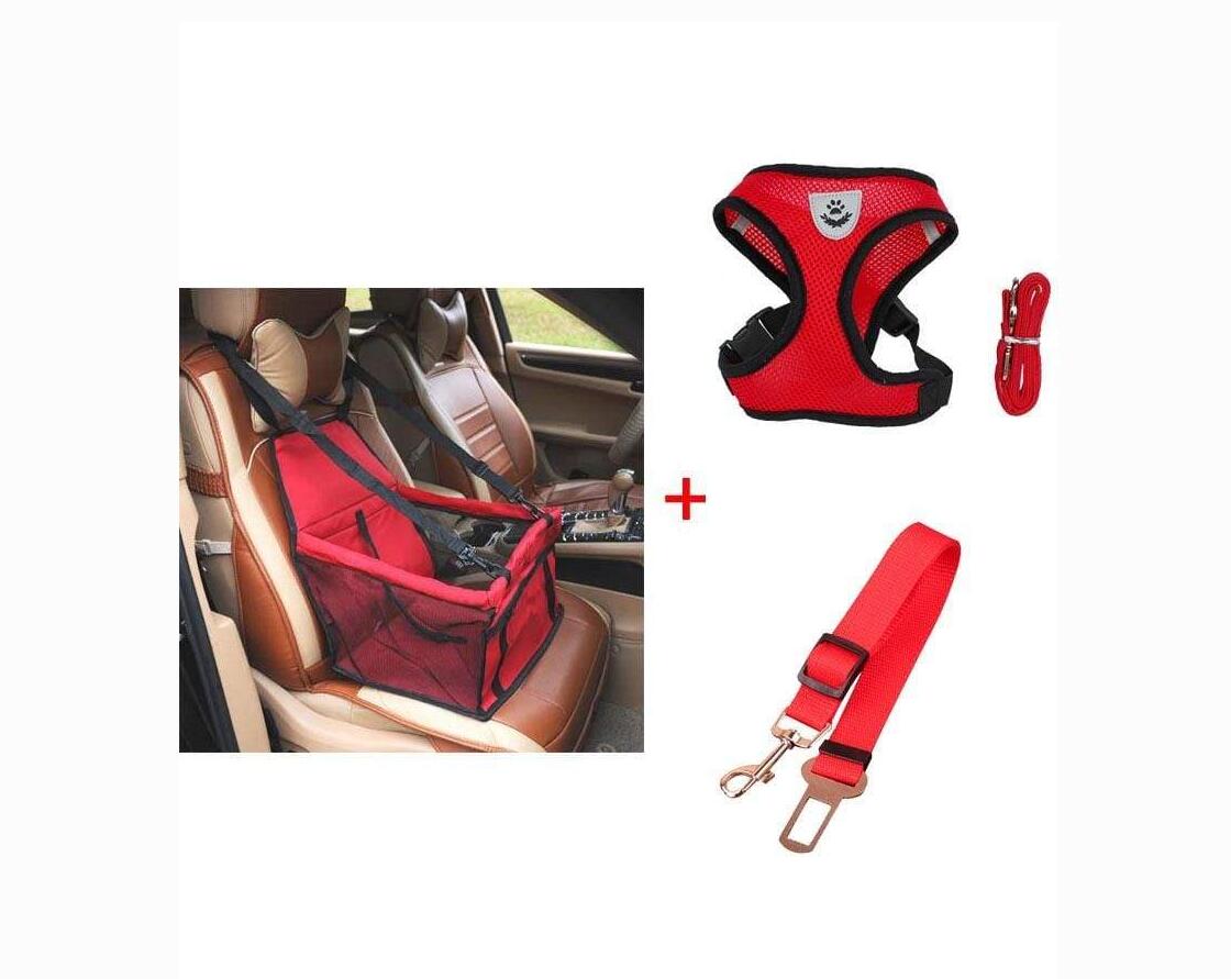 HKM-8529725 Premium Waterproof Oxford Cloth Pet Car Safety Carrier with Harness & Leash Set - Available in Multiple Colors