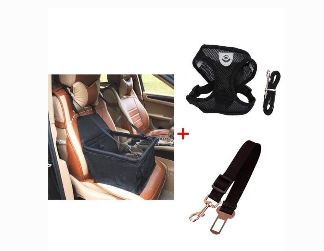 HKM-8529725 Premium Waterproof Oxford Cloth Pet Car Safety Carrier with Harness & Leash Set - Available in Multiple Colors