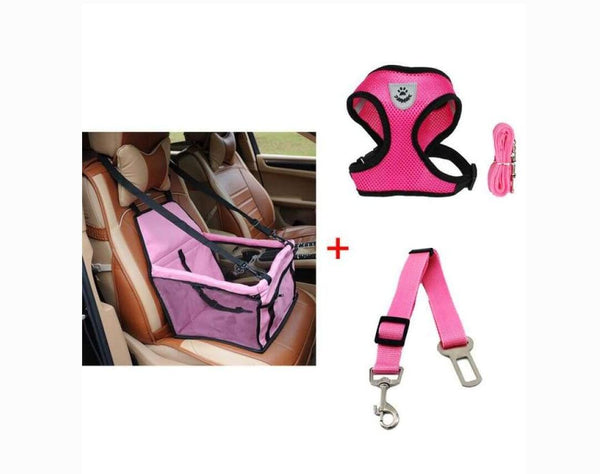 HKM-8529725 Premium Waterproof Oxford Cloth Pet Car Safety Carrier with Harness & Leash Set - Available in Multiple Colors