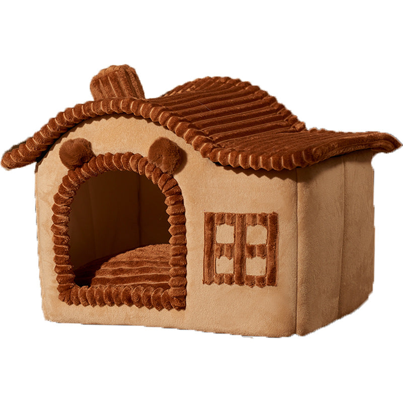 HKM-8530493 Cozy Enclosed Cat Litter with Stylish Simplicity in Grey, Coffee, and Pink