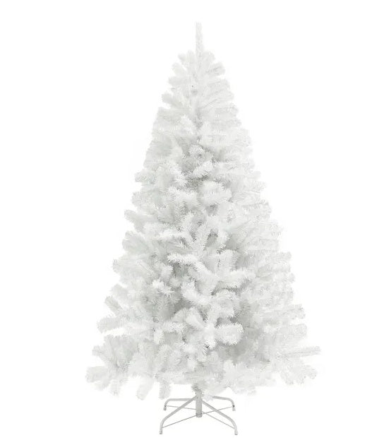HKM-853203 9ft Unlit Artificial Christmas Tree with 2132 Branch Tips, Auto Open Design and Steel Base in White Color