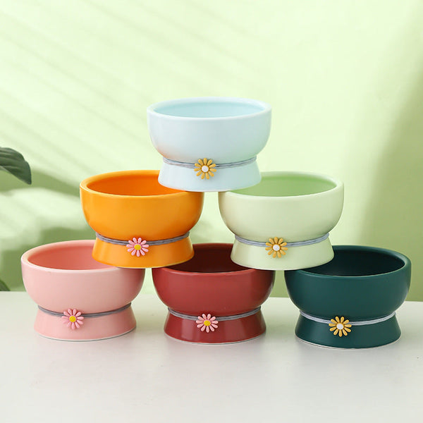 HKM-8532413 Ceramic Cat Water Bowl with Adjustable Height and Color Options