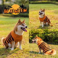 HKM-853331 Warm Halloween Dog Sweater Costume for Small Pets in Orange with Pumpkin Design