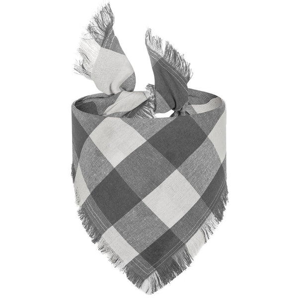 HKM-8533821 Check Pet Triangle Scarf with Tassel Detail - Stylish Grid Pattern Dog Accessory