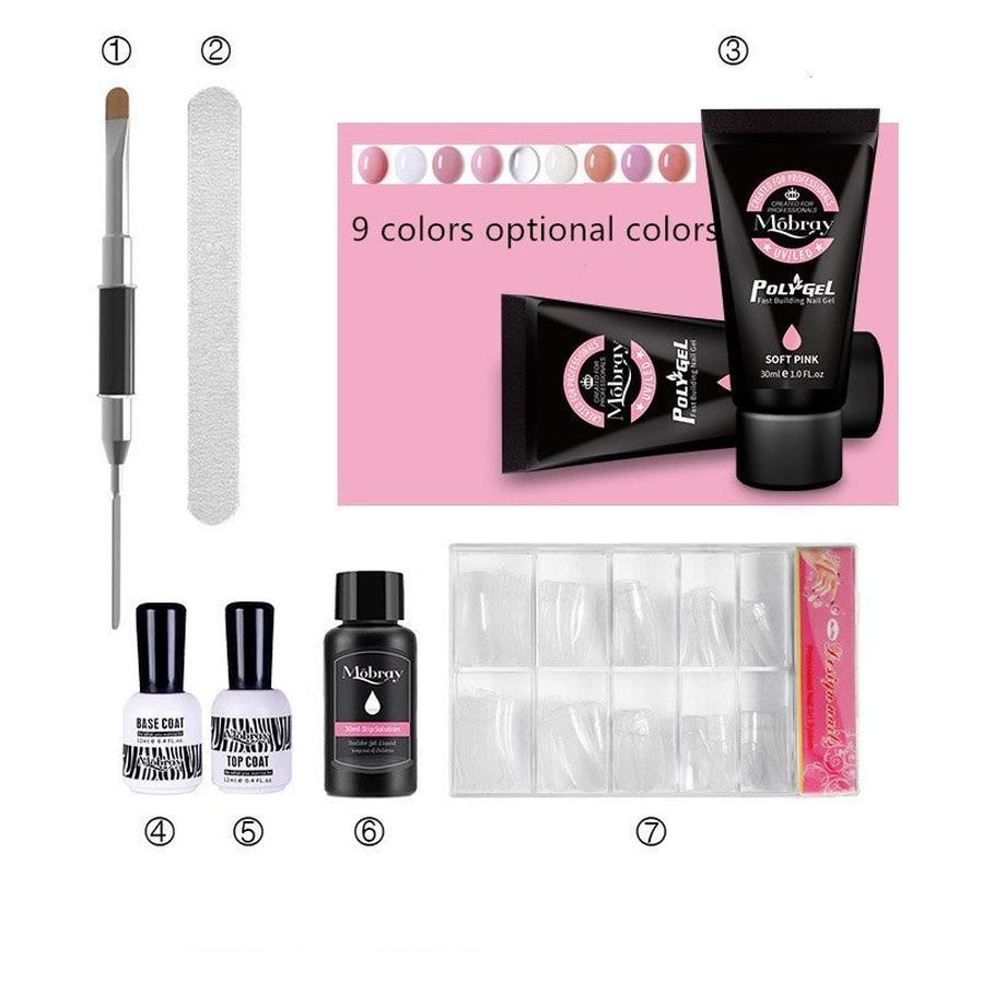 HKM-853395 Nail Extension Gel Kit with Mouse Lamp, Primer, Sealing Layer, and Cleaning Solution - Multiple Colors Available