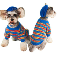 HKM-8534205 Cozy Blue Round Neck Wool Dog Sweater for Autumn and Winter