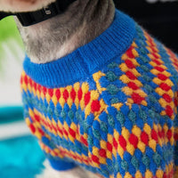 HKM-8534205 Cozy Blue Round Neck Wool Dog Sweater for Autumn and Winter