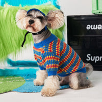 HKM-8534205 Cozy Blue Round Neck Wool Dog Sweater for Autumn and Winter