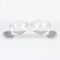 HKM-8536381 Double Pet Bowl for Dogs and Cats - ABS Material, White, Food & Water Design