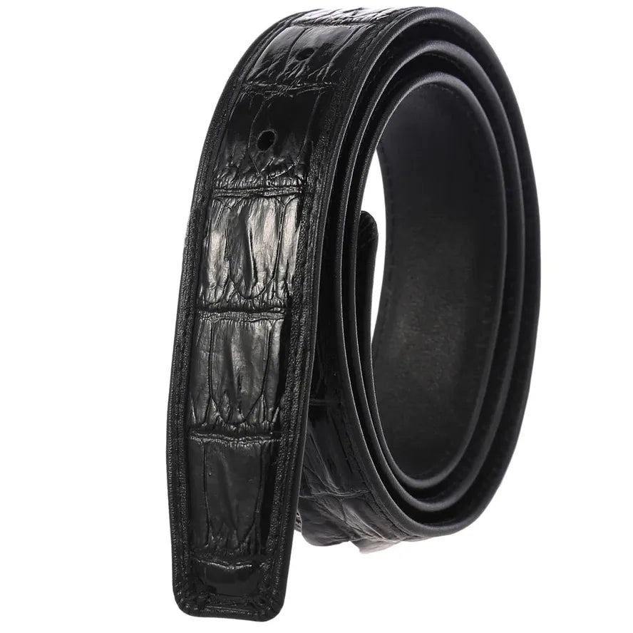 HKM-853779 Crocodile Pattern Leather Cowhide Belt - Stylish and Durable Accessory