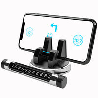 HKM-853779 Universal Multifunctional Car Phone Holder with Luminous Parking Number Plate, ABS and Silicone Design