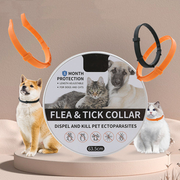 HKM-8538173 Insect-Repellent Silicone Pet Collar for Cats and Dogs - Grey, Orange, Blue, Black Options
