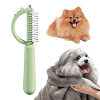 HKM-8539453 Self-Cleaning Cat Brush with Double-Sided Design for Shedding and Dematting – Cute Dinosaur Shape
