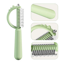 HKM-8539453 Self-Cleaning Cat Brush with Double-Sided Design for Shedding and Dematting – Cute Dinosaur Shape