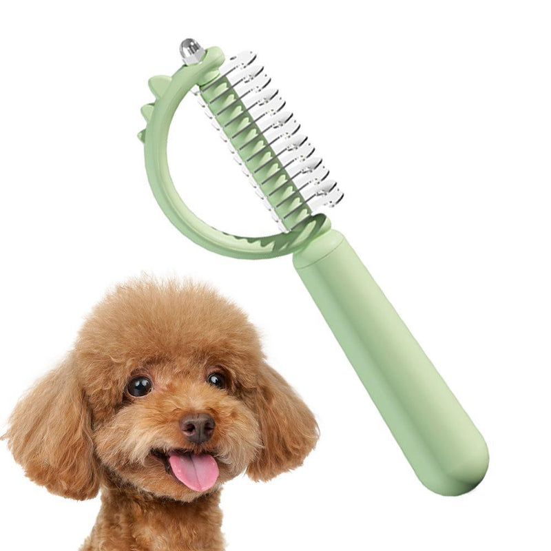 HKM-8539453 Self-Cleaning Cat Brush with Double-Sided Design for Shedding and Dematting – Cute Dinosaur Shape