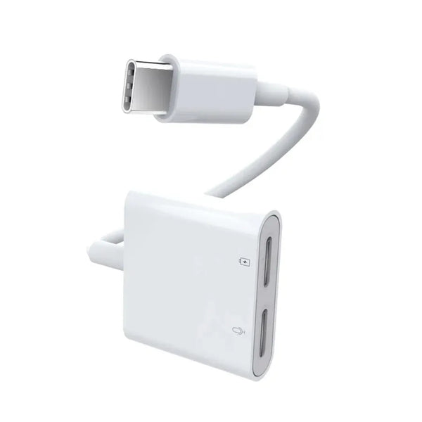 HKM-853971 2 in 1 USB C Audio and Charge Adapter Splitter for Type-C Devices and iPhone 15