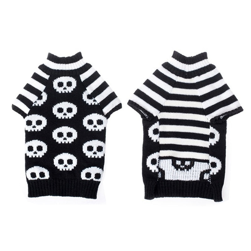 HKM-8539965 Skull Dog Halloween Sweater for Pets - Acrylic Material, Comfortable Fit, Multiple Sizes Available