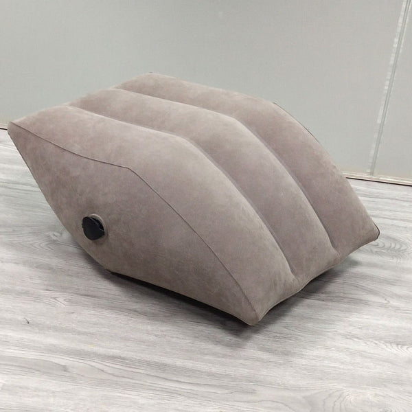 HKM-854035 Inflatable Gray Leg Pillow with Supporting Foot Mat - PVC Flocking Wedge Design