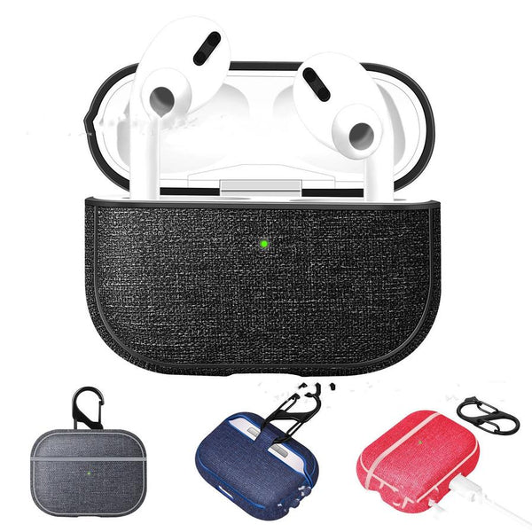 HKM-854099 AirPods Pro Protective Cover - Anti-Scratch PC Leather Case in Rose Red and Denim Blue