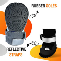 HKM-8541629 Windproof and Warm Dog Shoes for Outdoor Use - Non-slip, Wear-resistant Footwear in Black-gray
