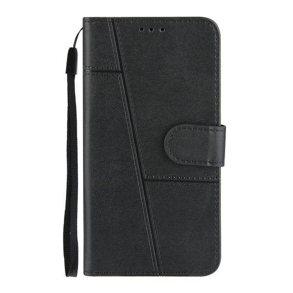 HKM-854163 Calf Pattern PU Mobile Phone Case with Card Holder - Multi-Size Compatibility