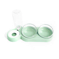HKM-8542141 Double Bowl Automatic Cat Feeder and Waterer with 360-Degree Rotation and Tilt Design