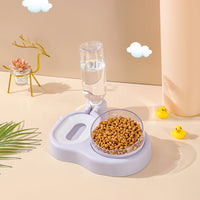 HKM-8542141 Double Bowl Automatic Cat Feeder and Waterer with 360-Degree Rotation and Tilt Design