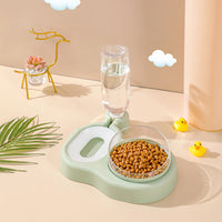 HKM-8542141 Double Bowl Automatic Cat Feeder and Waterer with 360-Degree Rotation and Tilt Design