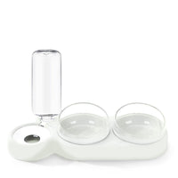 HKM-8542141 Double Bowl Automatic Cat Feeder and Waterer with 360-Degree Rotation and Tilt Design