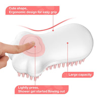 HKM-8543421 Soft Silicone Pet Bath Brush with Soap Dispenser for Grooming and Massage – Ideal for Medium and Short Haired Dogs and Cats