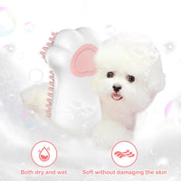 HKM-8543421 Soft Silicone Pet Bath Brush with Soap Dispenser for Grooming and Massage – Ideal for Medium and Short Haired Dogs and Cats