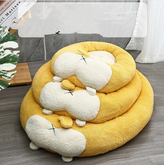 HKM-854355 Corgi Style Plush Pet Nest for Autumn and Winter - Available in Multiple Sizes