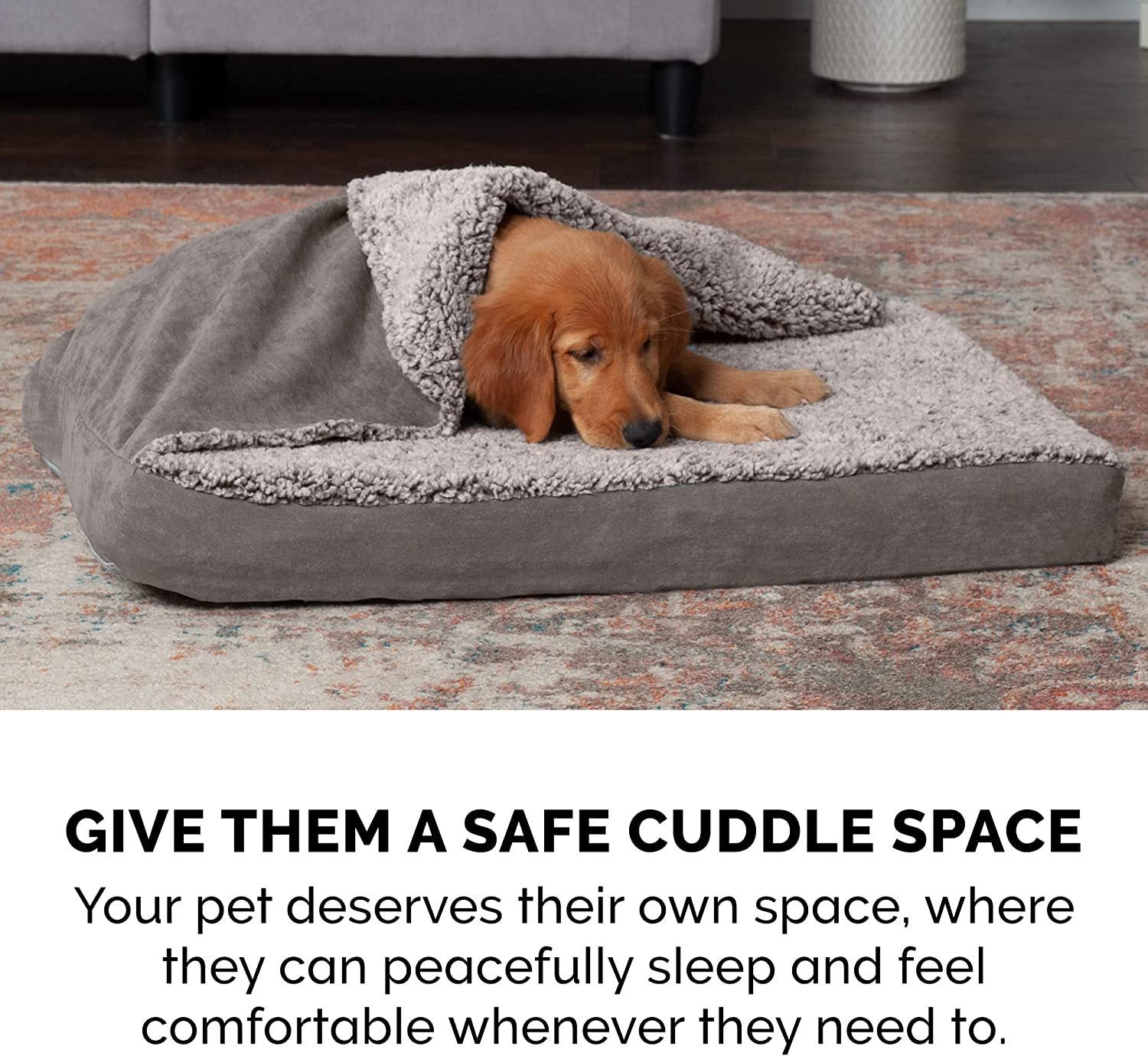 HKM-8543805 Removable Washable Dog Bed with Integrated Blanket Comforter, Multiple Sizes Available