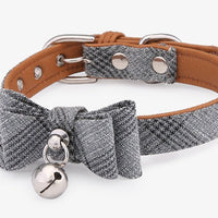 HKM-8543933 Diagonal Striped Cat Collar with Bell in Blue, Black, Pink, and Apricot