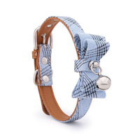 HKM-8543933 Diagonal Striped Cat Collar with Bell in Blue, Black, Pink, and Apricot