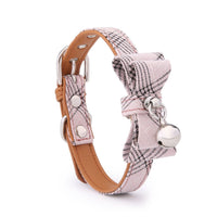 HKM-8543933 Diagonal Striped Cat Collar with Bell in Blue, Black, Pink, and Apricot