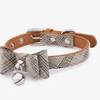 HKM-8543933 Diagonal Striped Cat Collar with Bell in Blue, Black, Pink, and Apricot