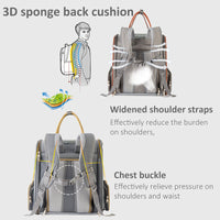 HKM-8544189 Expandable Large Capacity Pet Carrier Bag with Oxford Cloth and PU, Dark Gray and Light Gray, Fits Cats and Dogs Up to 15 lbs